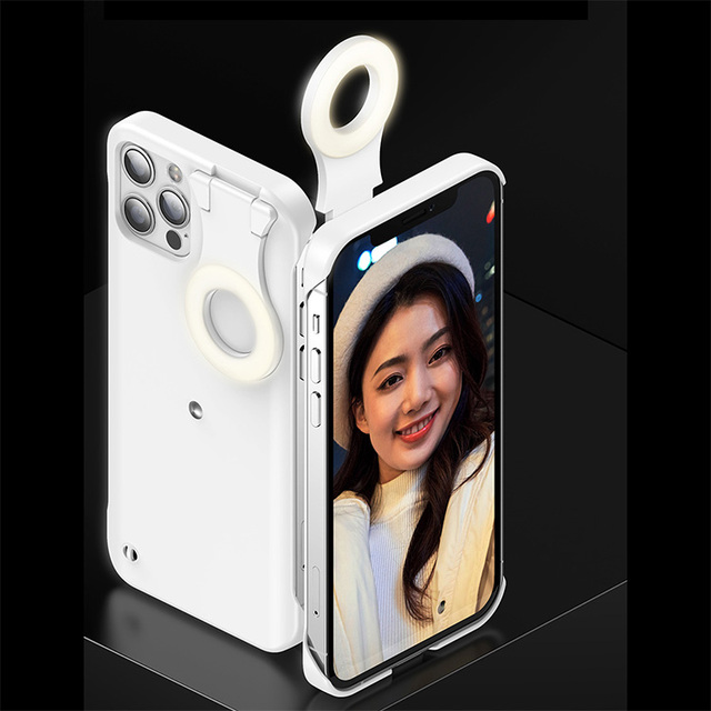 Photo Selfie Ring Light up LED 3D Cute Luxury TPU Anti-Fall Hybrid Combo Phone Case with Ring for