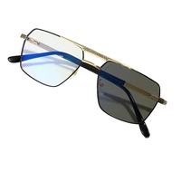 Monture de lunettes tendance en métal à double pont, verres photochromiques anti-lumière bleue, effet diamant, pour hommes