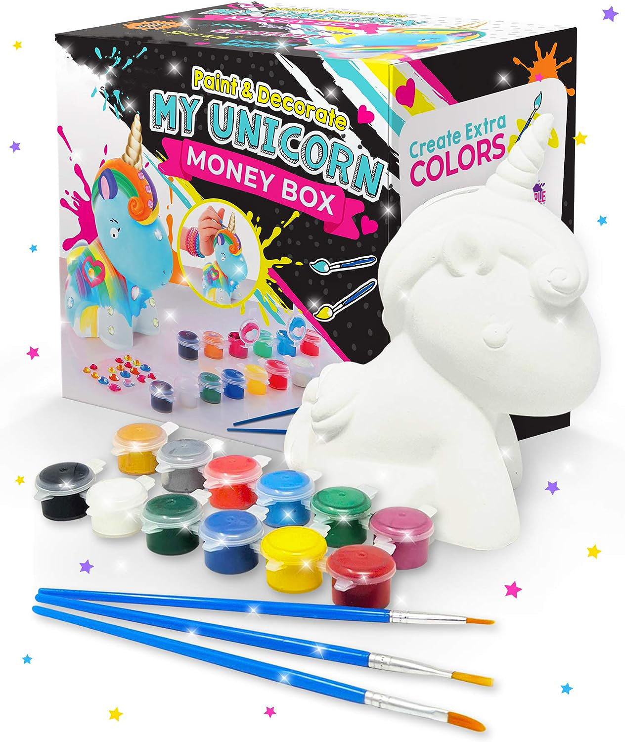 Kit De Pintura Por Números De Gato Y Cielo Estrellado – Lienzo Con Marco Incluido Y Pinturas Acrílicas