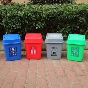 Classified Trash Can 10L Swing Lid Rectangular Indoor Outdoor Waste <b>Bin</b> for Medical Household Use Gray Blue Green <b>Red</b> - Product Image 3