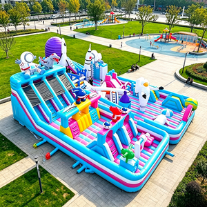 Grand <span class=keywords><strong>château</strong></span> gonflable commercial à thème astronaute avec toboggan, trampoline et aire de jeux extérieure pour enfants - Product Image 1