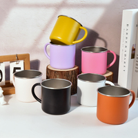 Mug de voyage en acier inoxydable à paroi simple de 400 ml avec logo personnalisé, revêtement en poudre, pour la randonnée, le camping, le feu de camp, avec poignée