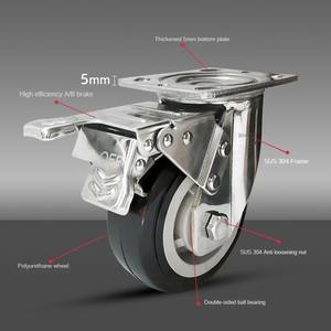 WeiHang 6 POLEGADA 360 Graus Sem Ruído POLIURETANO Rodas Bloqueio Rodízios Industriais Placa giratória Roda com rodízios de Freio - Product Image 4