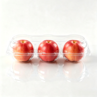 Contenant transparent en PET pour pommes avec compartiments en forme de dôme pour 3 pommes fraîches, emballage jetable de qualité alimentaire, vente en gros, vente au détail, fête