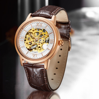 Montre de marque de luxe à mouvement automatique, bracelet en cuir étanche 10atm, montres automatiques Design squelette, montre pour hommes original