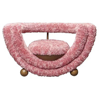 Chaise Longue d'Appoint de Luxe en Métal au Design Unique, Fauteuil Sofa Moderne en Laine d'Agneau pour Salon