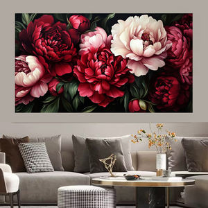 Grande Stampa su Tela di Peonie Rosso-Rosa, Decorazione Murale, <span class=keywords><strong>Poster</strong></span> Floreale in Alta Definizione per Soggiorno, <span class=keywords><strong>Camera</strong></span> da Letto, Sala da Pranzo - Product Image 2