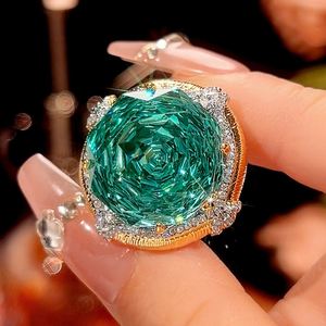 Wholesale Eco-friendly Copper 18-10mm Paraiba Green Zircon Pendant <b>Earring</b> Ring Wedding Jewellery <b>Set</b> Gold Plated for Women - Product Image 4