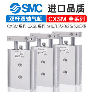 กระบอกสูบสองทางแบบสองแกน SMC รุ่น CXSM6-10/15-20/25/32-30/40/50/60/75/100/CXSL6 สำหรับอุตสาหกรรมการเกษตร แกนลูกปืนลูกสูบ - Product Image 3