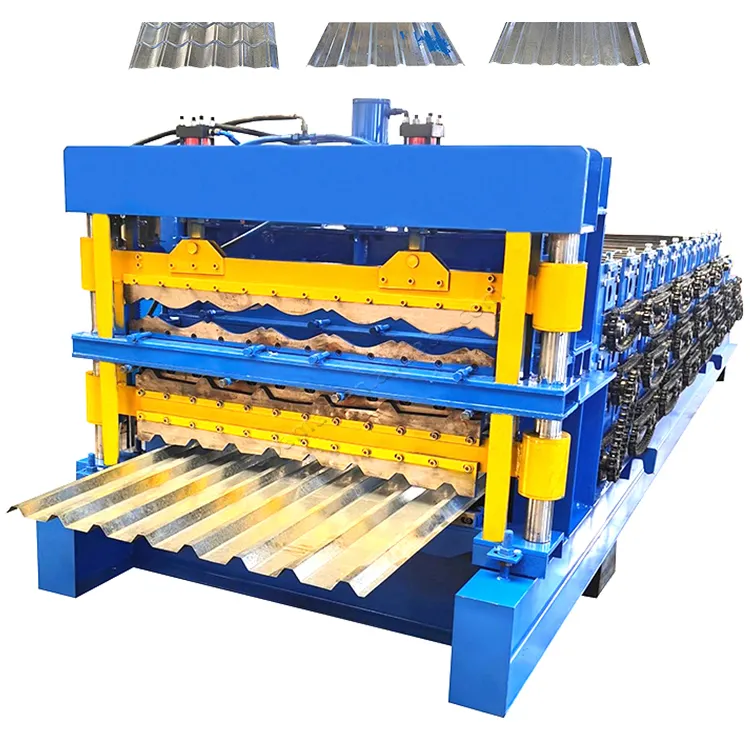 Metal Purlin Bearing R Panel Roofing Sheet Roll Forming Machine Used For Making Roofs And Facades