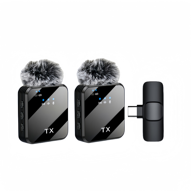 DPS Noise Chip Dual Mini Wireless Microphone 2in1 USB C Type-C MIC Canceling Tiny Lavalier Microphone Hairball for Video TikTok