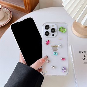 Custodia per telefono cellulare di lusso da donna coreana in stile gemma <span class=keywords><strong>trasparente</strong></span> con strass per <span class=keywords><strong>iPhone</strong></span> 17 15 16 Pro Max 13 12 <span class=keywords><strong>11</strong></span> - Product Image 4