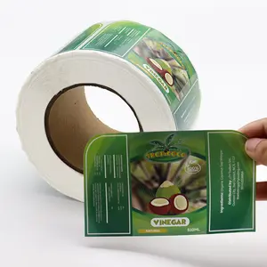 Kustom paket perekat sendiri label roll dicetak stiker tahan air botol jus makanan label keselamatan untuk kemasan makanan