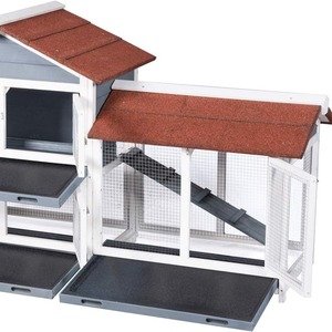 Konijnenhok van 62 inch, houten hok voor cavia's, afsluitbare deuren, uitneembare lade, dak van asfalt, meerlaags ontwerp, voor buitengebruik - Product Image 5