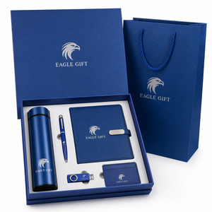 Ensemble cadeau d'entreprise de luxe avec logo personnalisé, vente en gros, bloc-notes A5, stylo, bouteille d'eau isotherme, cadeaux d'affaires pour clients et employés, soie - Product Image 1