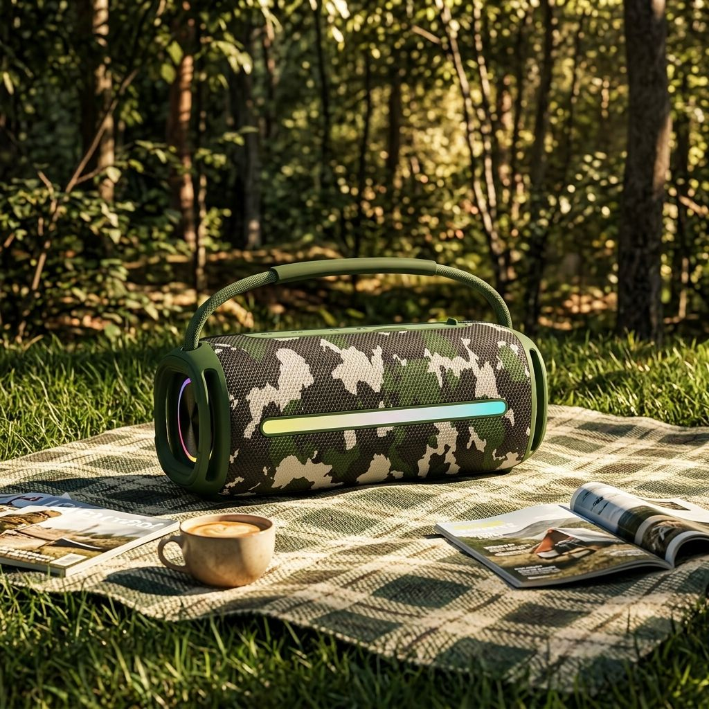 Camouflage Portable Wireless Speaker with Handle 20W Heavy Bass IPX6 Waterproof Soundbox for Camping Hiking Outdoor Travel · image 2