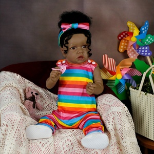 Lifereborn, recién llegado, muñecas Reborn negras de 55CM, juguetes suaves para niñas pequeñas, muñecas <span class=keywords><strong>Afro</strong></span> Reborn con <span class=keywords><strong>pelo</strong></span> enraizado a mano a la venta - Product Image 1