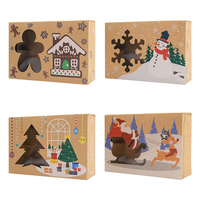 Scatola di Carta Kraft Personalizzata per Natale con Finestra Trasparente in PVC, Imballaggio in Cartone Ondulato Bianco per Dolci e Prodotti da Forno