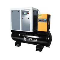 Compresseur d'air à vis portable VEXOR 7,5 kW 10 CV 8 bars 220 V 380 V 4-en-1 avec roues et anneau de levage pour usage en construction