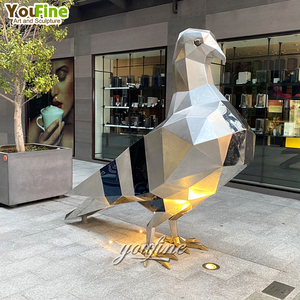 Estatuas <span class=keywords><strong>de</strong></span> Aves <span class=keywords><strong>de</strong></span> <span class=keywords><strong>Acero</strong></span> Inoxidable para Exteriores, Modernas, Pulimentadas a Espejo, Geométricas, Grandes, <span class=keywords><strong>de</strong></span> Animales, Palomas - Product Image 2