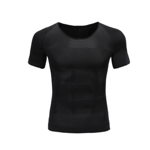 FCJ t-shirt da uomo ampia a compressione Fitness Hero pancia dimagrante in cotone/fibra di bambù modello 3D