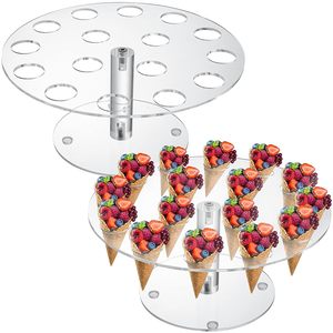 Rak Penyimpanan Kerucut Es Krim Akrilik Xinkeda Multi Grid, Penyangga Kerucut untuk Pesta, Toko <span class=keywords><strong>Dessert</strong></span>, Presentasi Prasmanan - Product Image 2