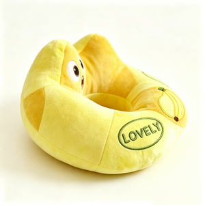 Almohada de viaje personalizada en forma de U con diseño de plátano, linda almohada de felpa con forma de plátano para soporte del cuello, juguete de viaje de plátano de felpa. - Product Image 2