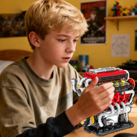 Ensemble de blocs de construction de moteur V8 de supercar DIY, modèle technique, moteur à entraînement, modèle mécanique, kits de briques d'assemblage pour cadeau d'enfant