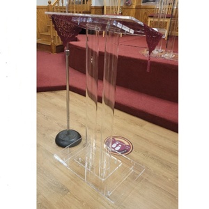 Trọng lượng nhẹ và di động Acrylic Bục Giảng rõ ràng Nhà thờ Bục Giảng Acrylic đứng với cột đôi - Product Image 2