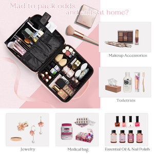 Travel <b>Makeup</b> Bag with Adjustable Dividers Multi Function Cosmetic Artist Bag Storage Durable Portable Make up Organizer <b>Case</b> - Product Image 2
