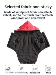 두 다리 후드 폴리에스터 프린트와 새로운 럭셔리 겨울 따뜻한 기모 두꺼운 방수 개 의류 퍼 재킷 코트 - Product Image 4