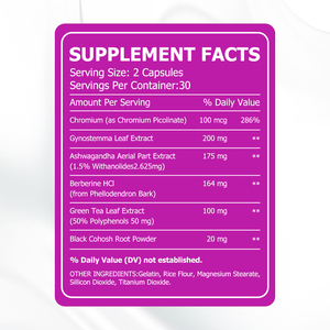 Hot Sale Menopause <b>Supplement</b> Capsules with Green Tea Leaf Extract Supports Glucose Health Accelerates Fat Burning Capsules - Product Image 3