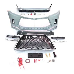 Toyota Highlander Bodykit 용 자동차 범퍼 2015-2021 Highlander 업그레이드 Lexus 스타일 자동차 앞 범퍼 후면 입술 Foglamp