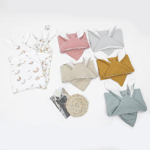 Serviette <span class=keywords><strong>de</strong></span> bain bébé <span class=keywords><strong>gaze</strong></span> <span class=keywords><strong>double</strong></span> couche pur <span class=keywords><strong>coton</strong></span>, cape bébé, serviette à oreilles <span class=keywords><strong>de</strong></span> lapin enveloppée dans des peignoirs à capuche - Product Image 1