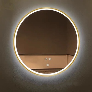 Led avec Lumières Miroir Mural de Vanité de Salle de Bain Miroir de Maquillage Arrondi Anti-Brouillard 3 Couleurs de Lumière en Verre pour Salle de Bain - Product Image 1