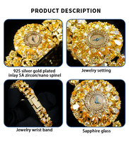 Relojes de cuarzo Sanyin para mujer, de acero con baño de oro amarillo, con diamantes de fantasía, incrustaciones de plata S-925, movimiento de cuarzo suizo, proveedores de relojes.