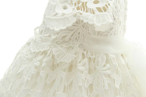 ملابس أطفال، طقم أبيض بأكمام قصيرة من الدانتيل، فستان تعميد للأميرات الصغيرات مع قبعة - Product Image 6