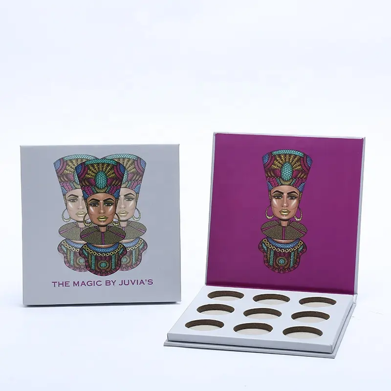 Caixa de embalagem sombra egípcia, 9 grades, sombra vazia, paleta de sombra com logotipo personalizado