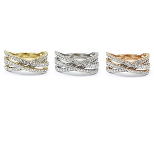Chine livraison rapide habile Top qualité 14k or blanc massif véritable diamant rond torsion femmes bague bandes pour cadeau de mariage - Product Image 4