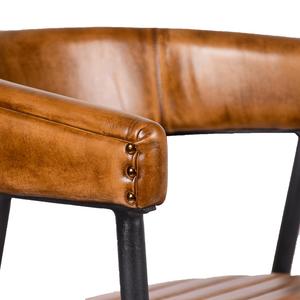 Chaises de salle à manger en cuir avec structure métallique de style industriel, coussin haute densité et coutures durables pour la décoration de style farmhouse - Product Image 2