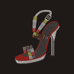 Scarpe con tacco alto rosso <span class=keywords><strong>donna</strong></span> con strass Transfer Design in ferro su fenomenali lettere motivo Hotfix - Product Image 1