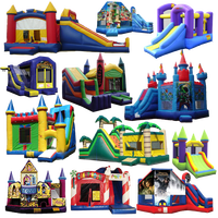Commercial PVC extérieur enfants rebond maison cavalier sauter Combo toboggan grand château gonflable videur plein d'entrain château sautant
