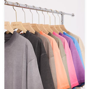 T-shirt Homme Tendance Vintage Délavé Dégradé de Couleurs 350g Pur Coton Uni Coupe Ample Épaules Tombantes Manches Courtes - Product Image 2