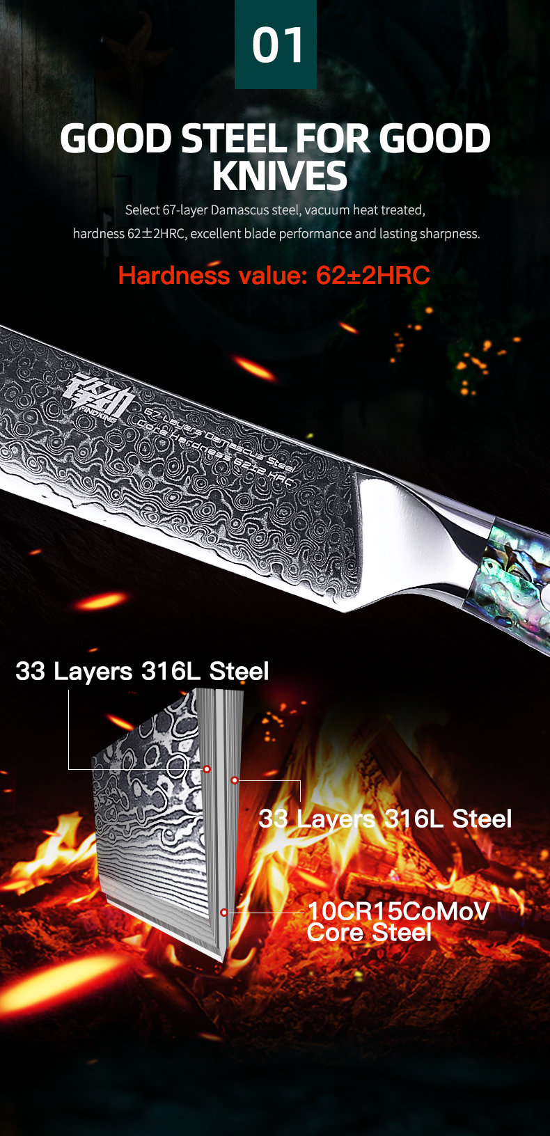 FINDKING Gorgeous Series 67 Layers Damascus Steel Cleaver Knife Abalone Resin Handle Professional Slicing Meat Butcher Knife