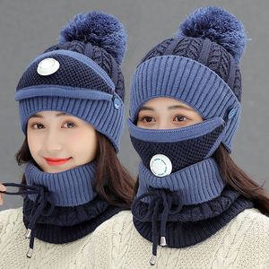 <span class=keywords><strong>Ensemble</strong></span> Chapeau, Écharpe et Masque d'Hiver Tendance pour Femmes et Filles – Bonnets Chauds, Écharpes à Pompons, Bonnets Tricotés - Product Image 4