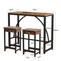 Tribesigns prêt à expédier table de bar et chaises de salle à manger 3 pièces en bois brun rustique personnalisé ensemble de table