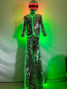 Trajes <span class=keywords><strong>de</strong></span> Robot <span class=keywords><strong>de</strong></span> Lujo con Espejos y Luces LED para Hombre Disfraz Luminoso con Zancos para Fiestas Clubes Escenarios Ballet y <span class=keywords><strong>Drag</strong></span> <span class=keywords><strong>Queen</strong></span> - Product Image 3
