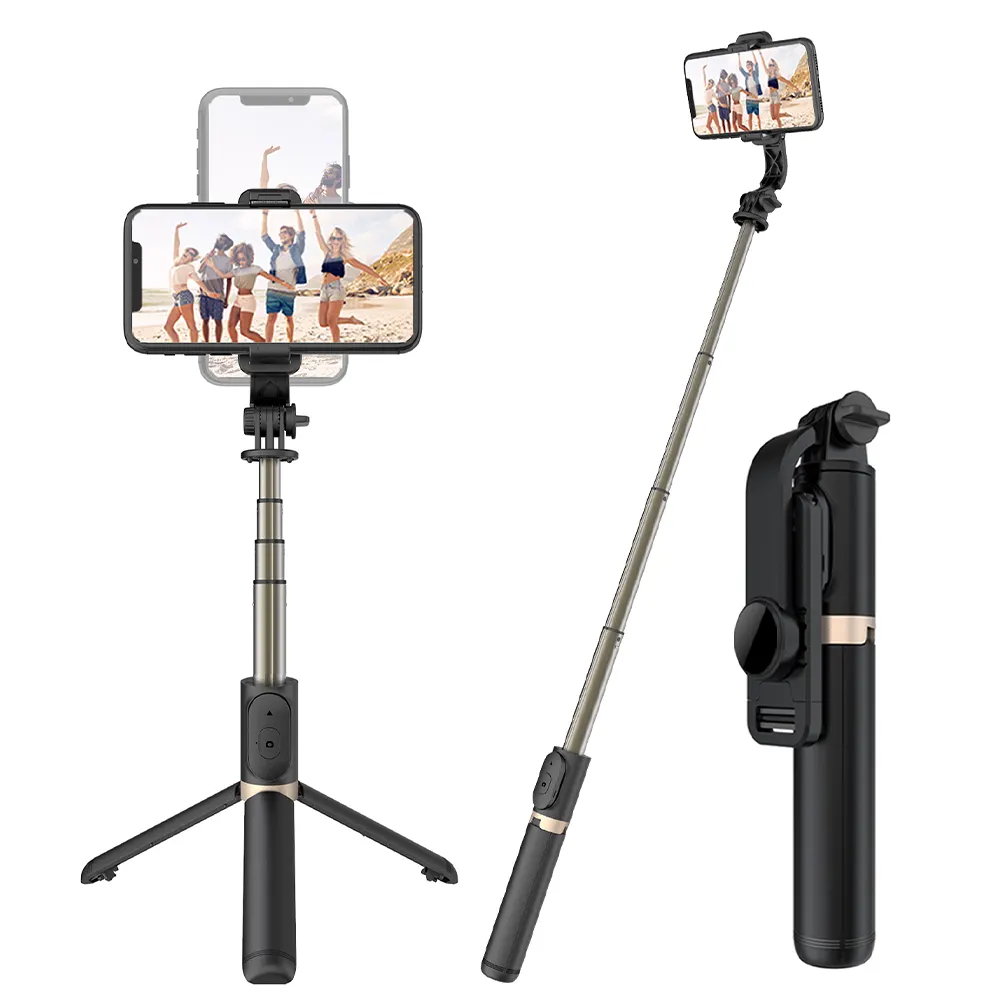 Fabrik preis Multifunktion ales stabiles Stativ aus Aluminium legierung 360-Grad-Drehung Selfie Stick Wireless Remote