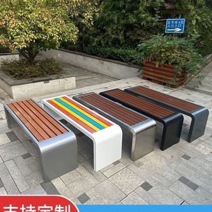 Bancas de Parque para Exteriores, Metálicas, Anticorrosivas, de Plástico, Madera, Acero Inoxidable, Sillas Reforzadas en Fila para Plaza Comunitaria - Product Image 4