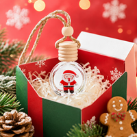 Bouteille diffuseur de voiture en verre plat de 10 ml, réutilisable, avec cordon décoratif, motif Père Noël, bonhomme de neige, sapin de Noël, pour la vente en gros